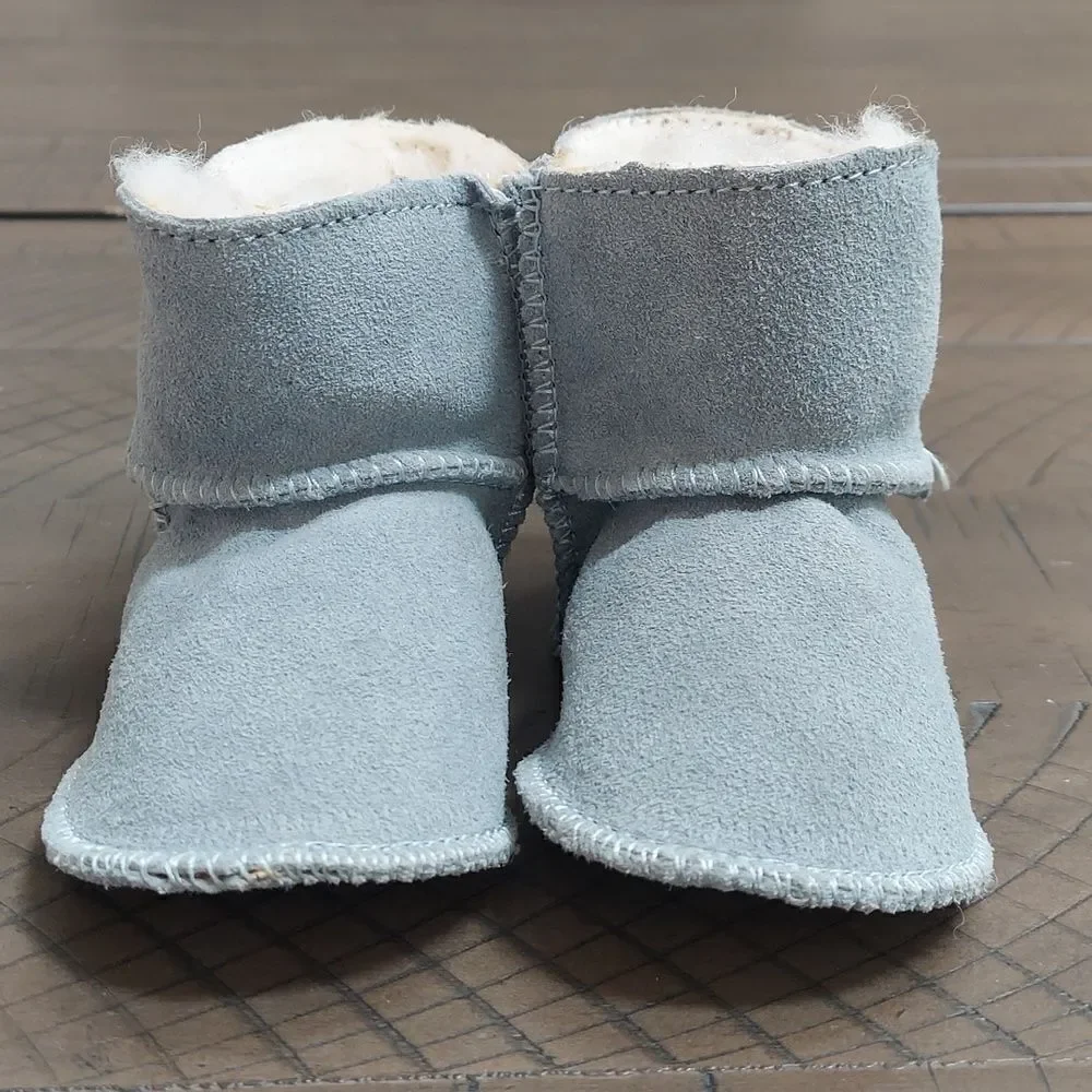 EMU Australia Light Blue Suede Wool Lined Baby Boots 0-6 Months